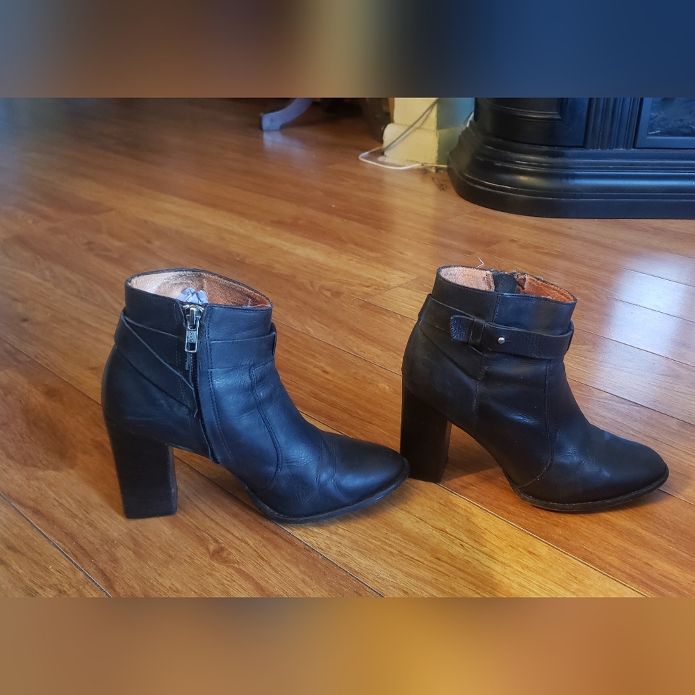 Women's Madewell Stacked High Heel Ankle Boots Black Size 7